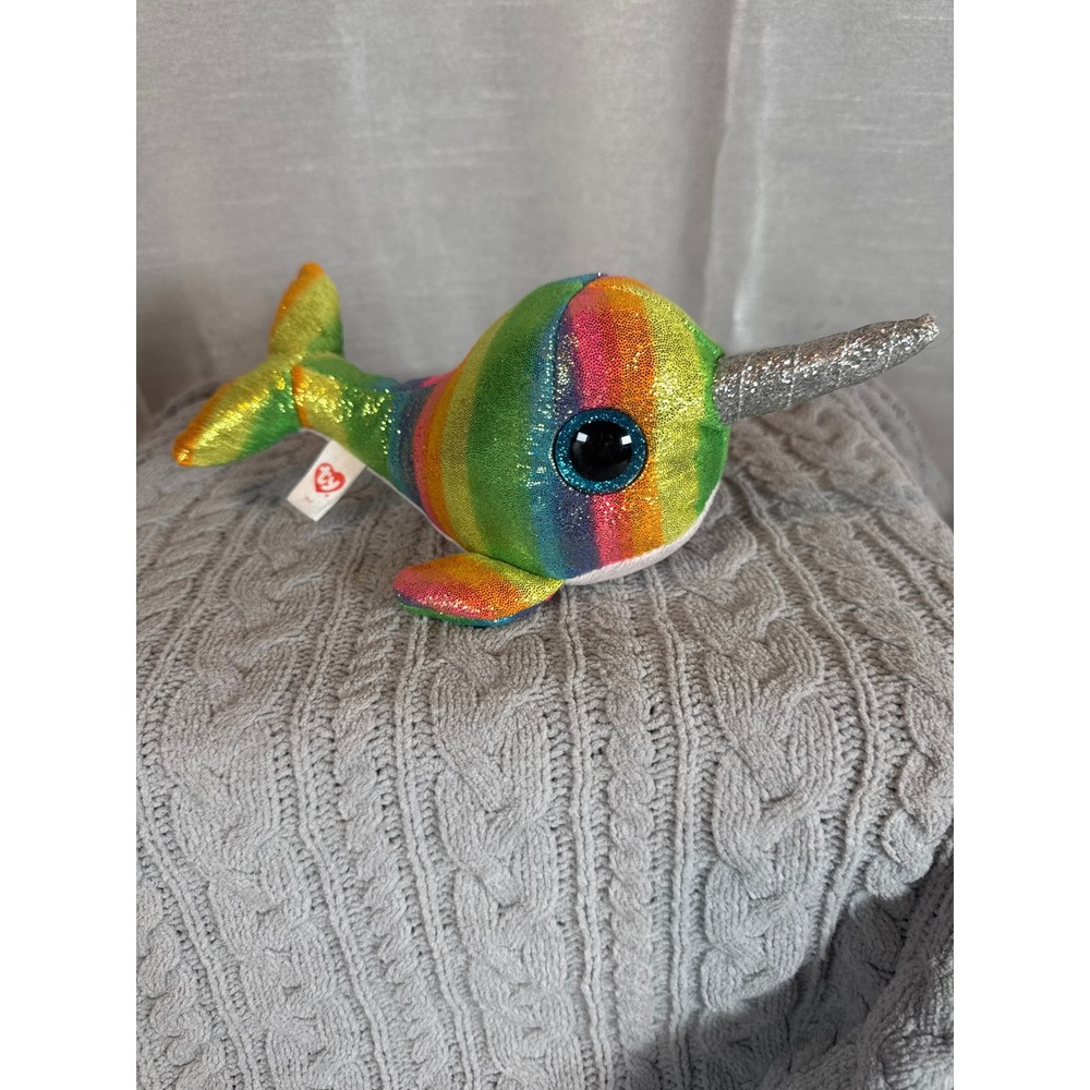 Ty Beanie Boos Nori Rainbow Narwhal Plush Toy Sparkly Eyes‎